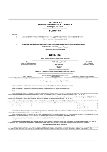 Thumbnail Okta 10-K Annual Report 2022