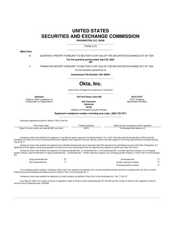 Thumbnail Okta 10-Q Quarterly Report FY2026 