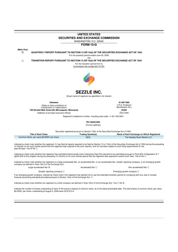 Thumbnail Sezzle 10-Q Quarterly Report FY2026 