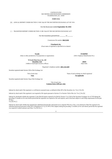 Miniature CleanSpark 10-K Rapport annuel 2018