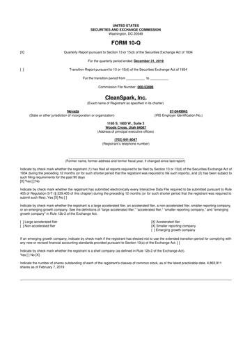 Miniature CleanSpark 10-Q Rapport trimestriel 2020 