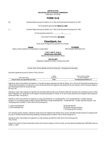 Miniature CleanSpark 10-Q Rapport trimestriel 2020 