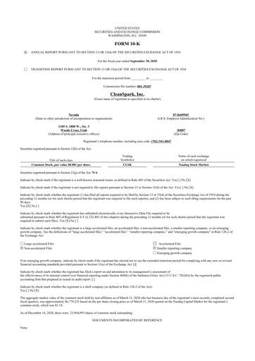 Miniature CleanSpark 10-K Rapport annuel 2021