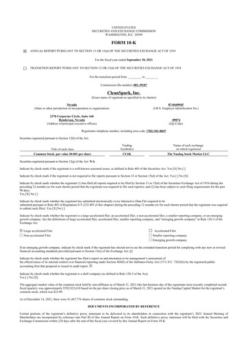 Miniature CleanSpark 10-K Rapport annuel 2021