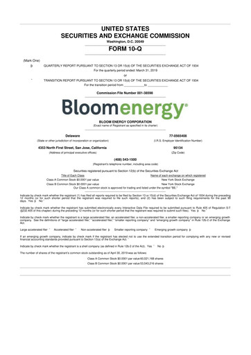 Miniature Bloom Energy
 10-Q Rapport trimestriel 2019 
