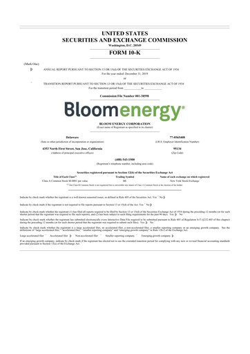 Thumbnail Bloom Energy
 10-K Annual Report 2019