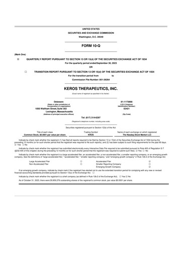 Thumbnail Keros Therapeutics 10-Q Quarterly Report FY2023 