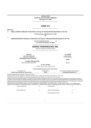 Thumbnail Keros Therapeutics 10-K Annual Report 2024