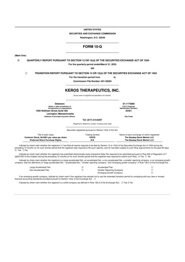 Thumbnail Keros Therapeutics 10-Q Quarterly Report FY2025 