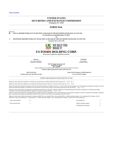 Thumbnail US Foods 10-K Annual Report 2018