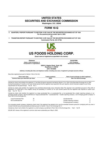 Thumbnail US Foods 10-Q Quarterly Report FY2022 