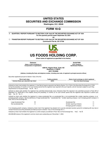 Thumbnail US Foods 10-Q Quarterly Report FY2024 