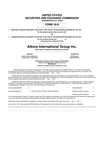 Miniature Atkore 10-Q Rapport trimestriel 2017 