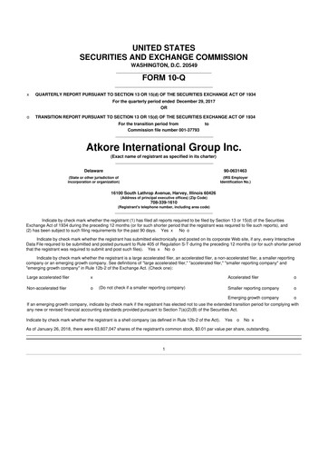 Miniature Atkore 10-Q Rapport trimestriel 2018 