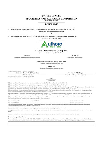 Vorschaubild Atkore 10-K Jahresbericht 2018