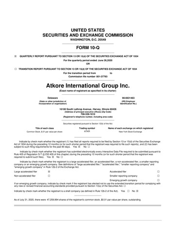 Miniature Atkore 10-Q Rapport trimestriel 2020 