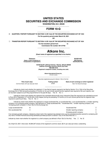 Miniature Atkore 10-Q Rapport trimestriel 2021 