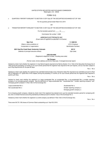 Thumbnail Arrow Electronics
 10-Q Quarterly Report FY2019 
