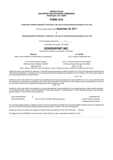 Thumbnail Dupont De Nemours 10-Q Quarterly Report FY2017 