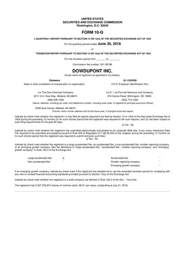 Thumbnail Dupont De Nemours 10-Q Quarterly Report FY2018 