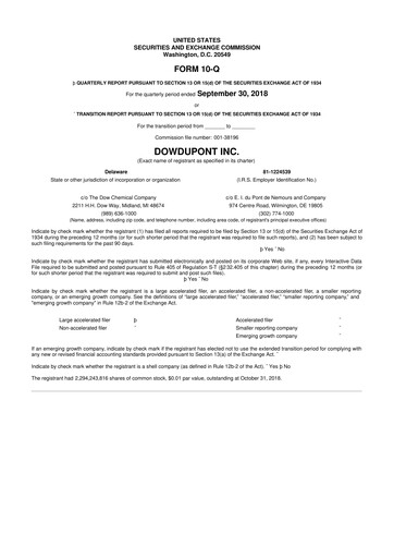 Thumbnail Dupont De Nemours 10-Q Quarterly Report FY2018 