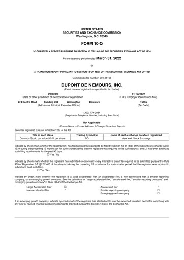 Thumbnail Dupont De Nemours 10-Q Quarterly Report FY2022 