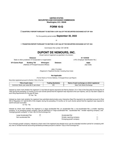 Thumbnail Dupont De Nemours 10-Q Quarterly Report FY2022 