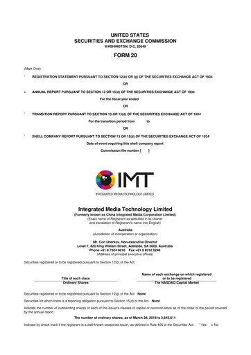 Thumbnail Integrated Media Technology Limited 20-F Annual Report 