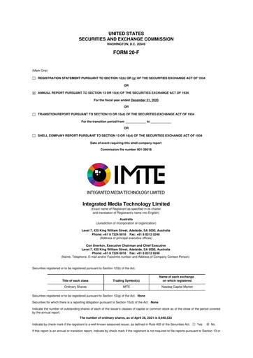 Thumbnail Integrated Media Technology Limited 20-F Annual Report 2020