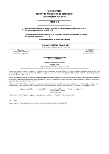 Thumbnail Kinsale Capital Group
 10-Q Quarterly Report FY2016 