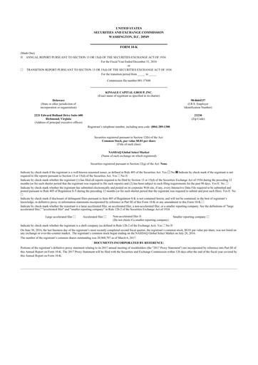 Thumbnail Kinsale Capital Group
 10-K Annual Report 2016