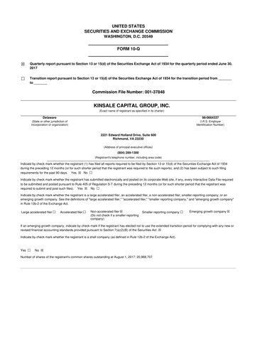 Thumbnail Kinsale Capital Group
 10-Q Quarterly Report FY2017 