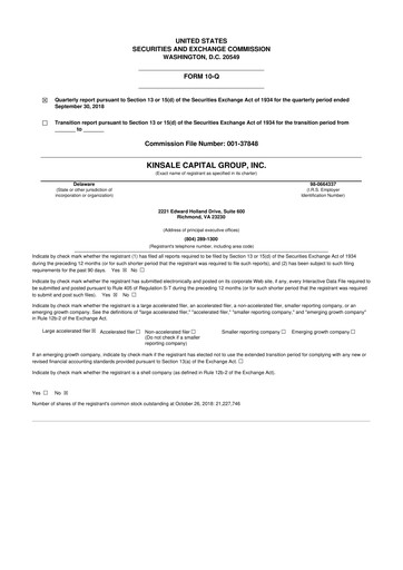 Thumbnail Kinsale Capital Group
 10-Q Quarterly Report FY2018 