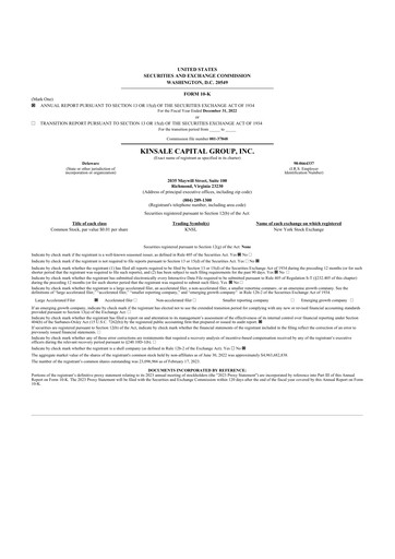 Thumbnail Kinsale Capital Group
 10-K Annual Report 2022