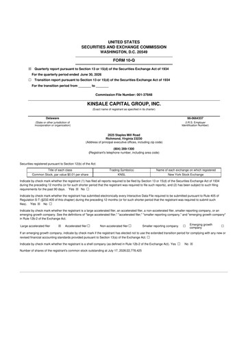 Thumbnail Kinsale Capital Group
 10-Q Quarterly Report FY2026 
