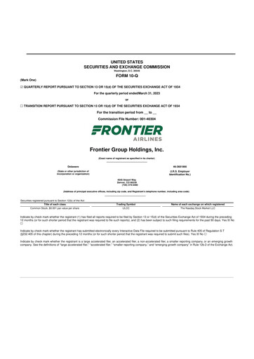Miniature Frontier Airlines 10-Q Rapport trimestriel 2023 