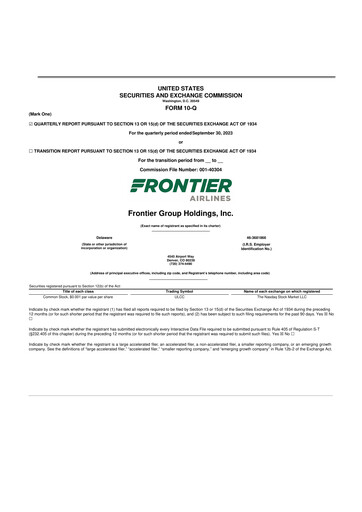 Miniature Frontier Airlines 10-Q Rapport trimestriel 2023 