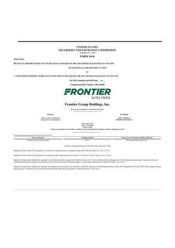Thumbnail Frontier Airlines 10-K Annual Report 2023