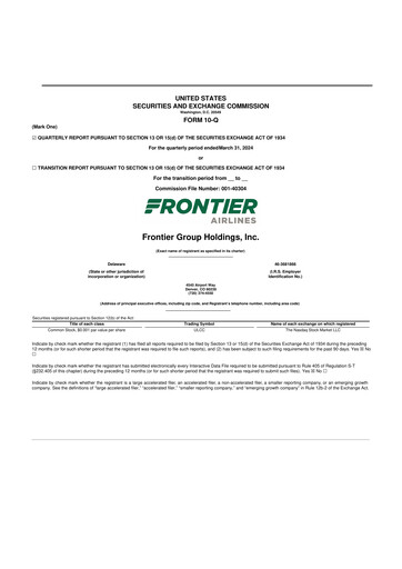 Miniature Frontier Airlines 10-Q Rapport trimestriel 2024 