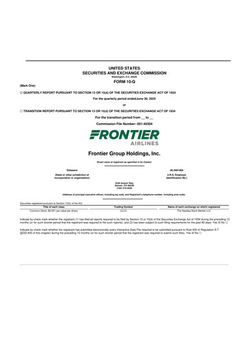 Miniature Frontier Airlines 10-Q Rapport trimestriel 2025 