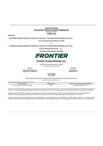 Thumbnail Frontier Airlines 10-Q Quarterly Report FY2026 