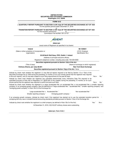 Thumbnail Adient
 10-Q Quarterly Report FY2019 