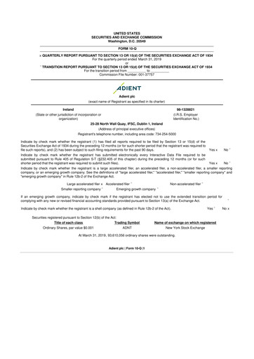 Thumbnail Adient
 10-Q Quarterly Report FY2019 