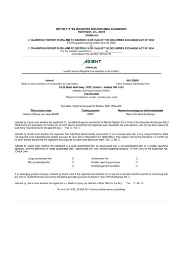 Thumbnail Adient
 10-Q Quarterly Report FY2020 