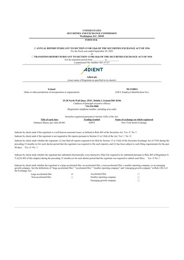 Thumbnail Adient
 10-K Annual Report 2020