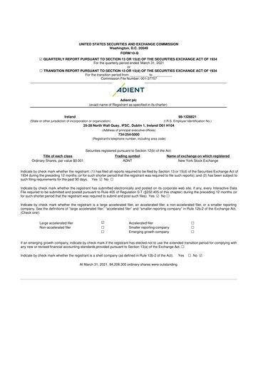Thumbnail Adient
 10-Q Quarterly Report FY2021 