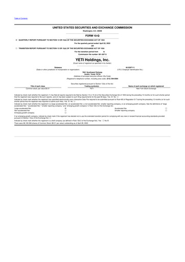 Thumbnail YETI Holdings
 10-Q Quarterly Report FY2022 