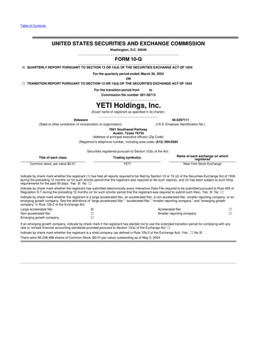 Thumbnail YETI Holdings
 10-Q Quarterly Report FY2024 