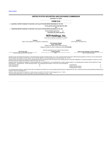 Thumbnail YETI Holdings
 10-Q Quarterly Report FY2025 