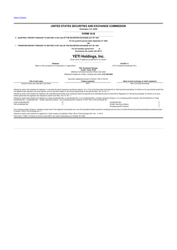 Thumbnail YETI Holdings
 10-Q Quarterly Report FY2025 